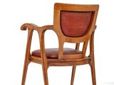 an image of a wooden chair with a leather seat on a white background