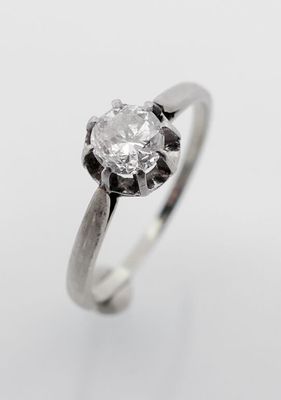 Bague en or gris et diamant de 0. - Photo 1