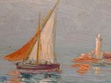 peinture représentant des voiliers en mer par temps nuageux