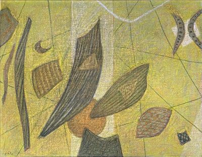 Henri GOETZ (1909-1989) Composition sur fond jaune