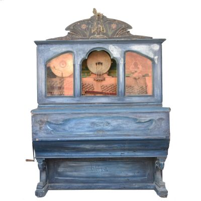 Piano mécanique Art nouveau à plusieurs voix avec tambourin