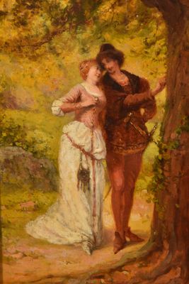 an image of a painting of a man and a woman in a wooded setting