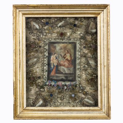 a painting of a woman and child in a gold frame
