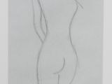 a drawing of a woman standing in front of a white background