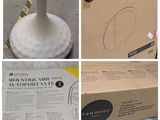 several pictures of a box with a white base and a box with a black base