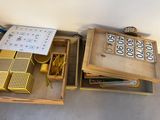 a lot of wooden boxes with numbers on them