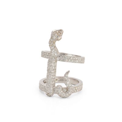 REPOSSI Bague bandeau « Serpent » en or gris 750‰ composée d…