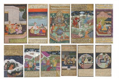 Inde ou Perse, lot de quinze peintures miniatures sur papier… - Photo 1