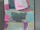 a painting of a colorful abstract painting in a wooden frame