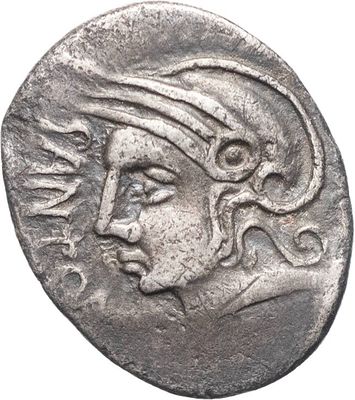 une pièce de monnaie en argent portant l'image d'un visage de femme