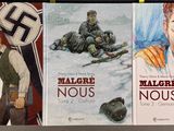 three books that are on display on a shelf