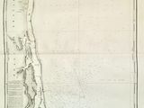 une vieille carte de la côte atlantique sur laquelle figure une bande de terre