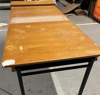 Bureau pliable en bois naturel transformable en console, ame…
