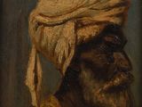une peinture à l'huile représentant un homme coiffé d'un turban