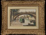 an image of a painting of a bridge over a river