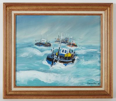 Michel Larivière (1941). Le retour des bateaux de pêche.