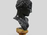 a bronze bust of a woman on a pedestal