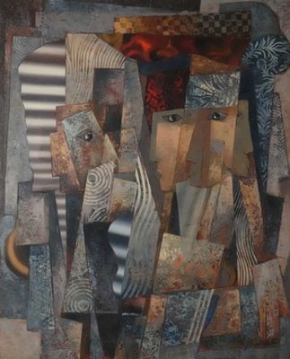tableau représentant un homme en costume-cravate