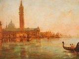 an image of a painting of a gondola on the water
