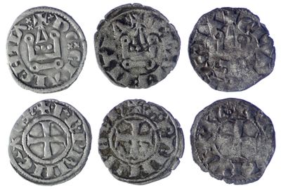 six pièces d'argent anciennes datant du Moyen Âge
