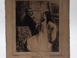 une vieille photo représentant un homme et une femme assis sur une chaise