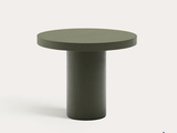 a small table with a green top on a white background