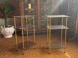 pair of brass and glass side tables