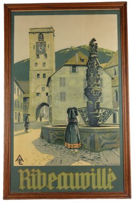 RIBEAUVILLE Affiche originale en couleurs pour les chemins d…