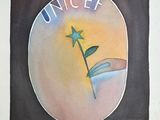 a picture of a painting of a flower on the wall
