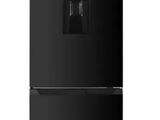 a close up of a black refrigerator freezer on a white background