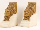 pair of art deco bookends in the form of a woman ' s head