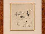 l'image d'un dessin représentant une femme assise sur une chaise