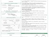 a green and white document with a barcode on it