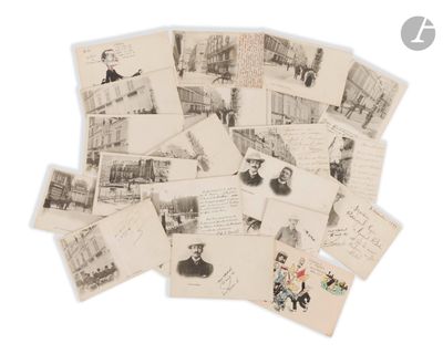 a pile of old postcards with pictures of people on them