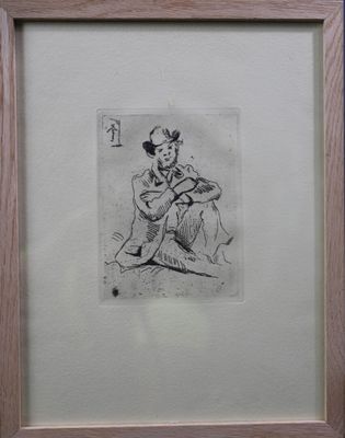 l'image d'un dessin d'une femme assise sur le sol