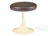 an image of a white stool with a brown seat on a white surface