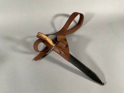 Poignard Pesh-Kabz Vintage Corne De Cerf Barasingha Et Acier Damas - Avec Fourreau