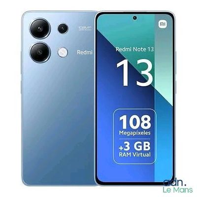 un gros plan sur l'arrière d'un téléphone bleu et blanc