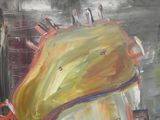 a painting of a large pot on a table