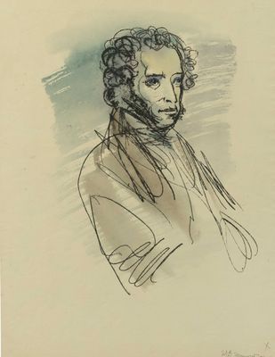 une image représentant le dessin d'un homme aux cheveux bouclés