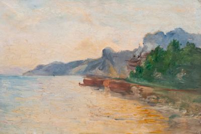 ECOLE FRANCAISE (XXe) « Bord de mer », Huile sur toile. Restaurations. - Photo 1