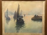 une image d'une peinture de bateaux dans l'eau