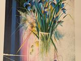 a picture of a painting of flowers in a vase
