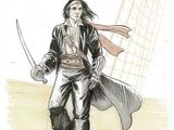 drawing of a man in a pirate costume holding a sword