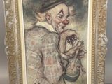 a painting of an old man with a hat and a cane