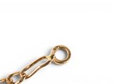 gold plated chain with a loop and a clasp on a white background