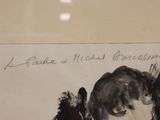 a drawing of a woman with a handwritten message on it
