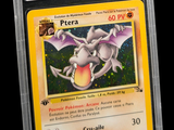 a close up of a pokemon card on a black background