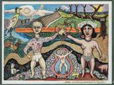 an image of a painting of a man and a woman with a baby