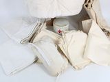 a pile of cloth that is sitting on top of a table